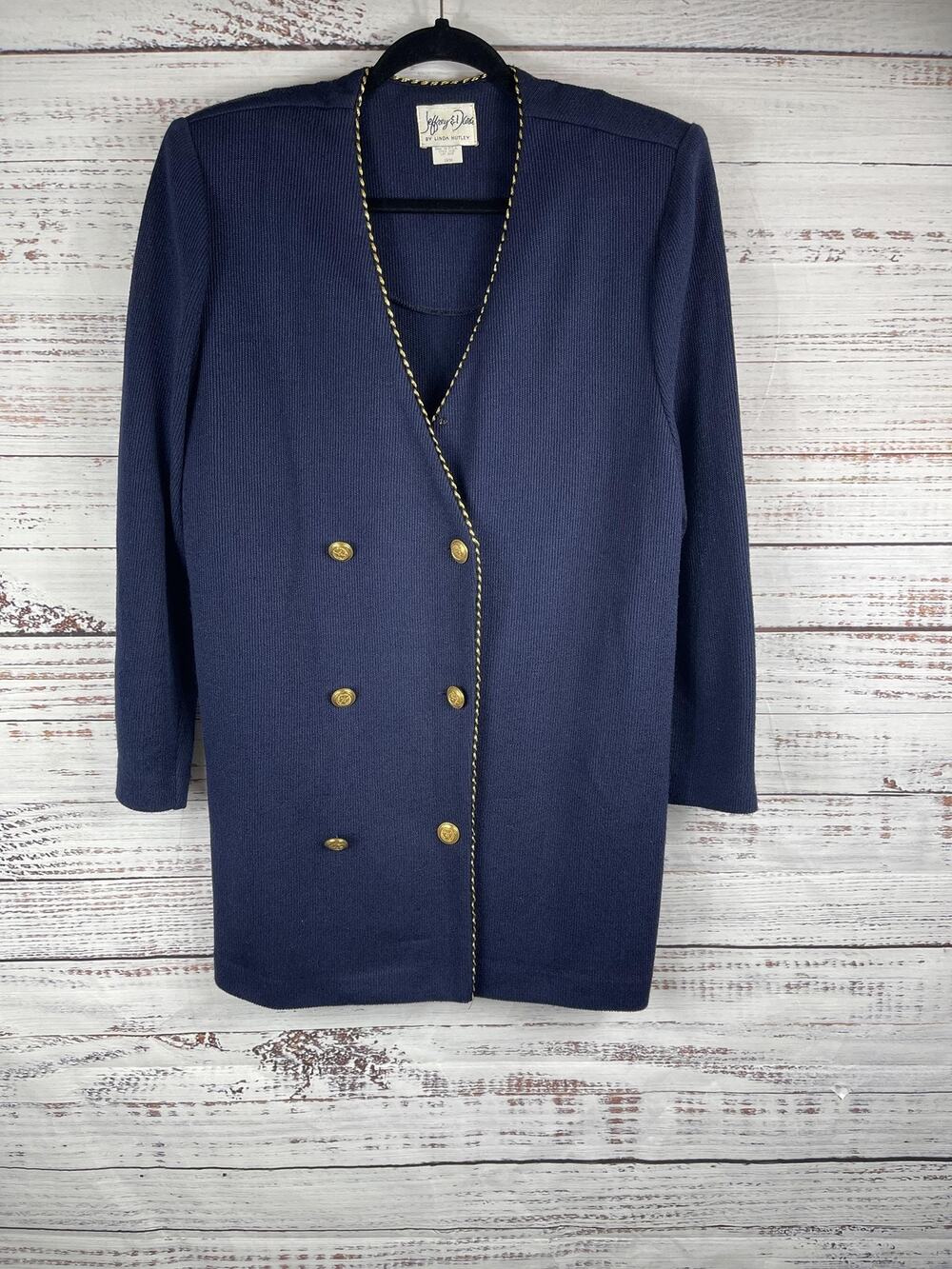 Vintage Jeffrey & Dara Blazer Women's 14 Gold Button Padded Shoulders 90s